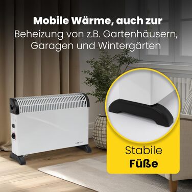 Конвекторний обігрівач Clatronic Портативний обігрів для вашого дому Електричний обігрівач з 3 режимами нагріву Обігрівач з термостатом До 40 кв. м Конвектор із захистом від перегріву KH 3077 N Чорний