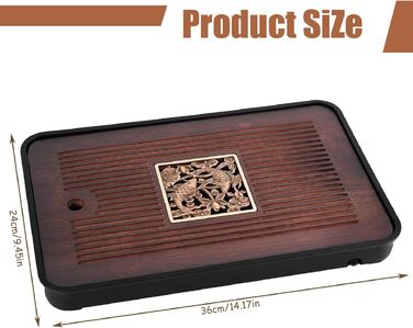 Бамбуковий чайний столик для чайної церемонії Гунфу з відстічним резервуаром для води, знімний (35,9 x 24,1 см) ідеальний подарунок для друзів та родини