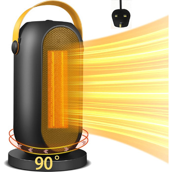 Електричний вентилятор-обігрівач, енергозберігаючий 1200 Вт, керамічний PTC нагрівач із захистом від перегріву та перекидання, електричний обігрівач з 6 регульованими режимами та термостатом, невеликий вентилятор-обігрівач для дому та офісу