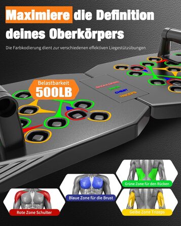 Дошка для віджимань 20-в-1, чорна, складна багатофункціональна дошка для домашнього тренування, портативна рама для віджимань, регульована дошка для віджимань, чорна, так, для чоловіків