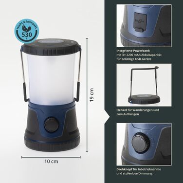 Ліхтар для кемпінгу Skandika Talvik Світлодіодний ліхтар, 1500 люмен, акумуляторний, 4400 мАг, плавне регулювання яскравості, функція зовнішнього акумулятора Ліхтар для кемпінгу, активного відпочинку на свіжому повітрі, походів, аварійне освітлення