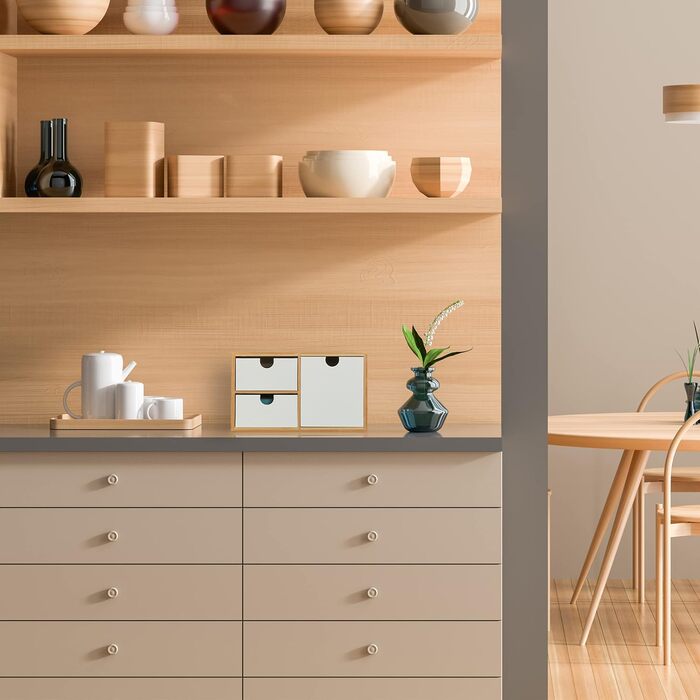 Комод Relaxdays Drawer Box, бамбук та МДФ, міні-комод з 3 шухлядами, висота та ширина 14,5x25x20 см, органайзер для столу, натуральний/білий