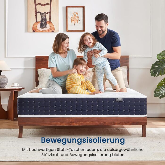 Матрац Coolvie 90x200 см Ортопедичний матрац H3 з 7-зонними пружинами Pocket Spring, висота 20 см Матраци з гелевим пінним покриттям з ефектом пам&39яті для сну на боці та на спині, сертифікований Oeko-Tex 90x200x20 см