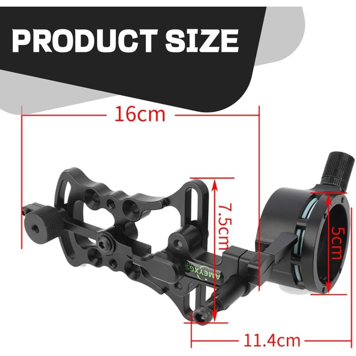 Приціл для лука зі скловолокна з одним штифтом 0,019 фута мікрорегульований, швидковстановлюваний без інструментів з підсвічуванням для складних луків