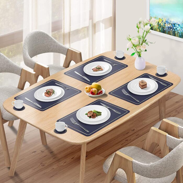 Підставки під тарілки шкіряні та підставки, підставки, що миються набір з 6 нековзних підкладок під тарілки зі штучної шкіри, 42 x