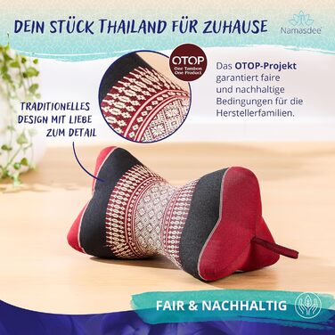 Подушка у формі кістки Ø 15x32 см зі 100 натуральним наповнювачем з капоку (червона/чорна)