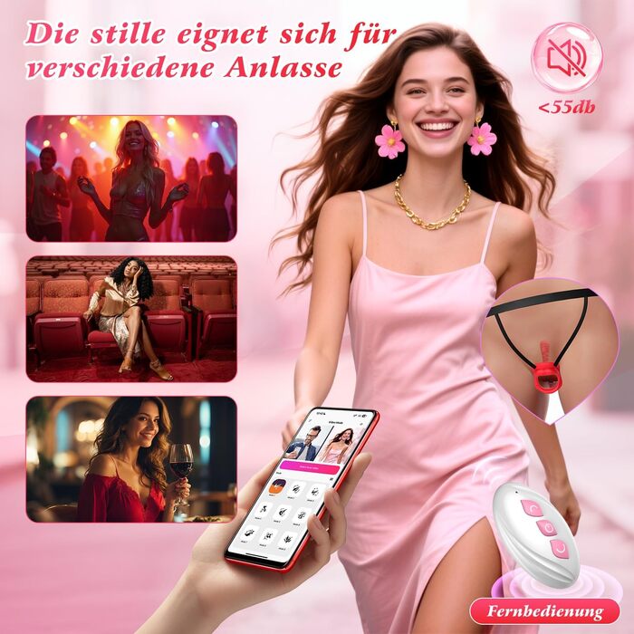 Вібратор-метелик DVG з ремінцями та пультом, 2 мотори, 10 режимів, червоний