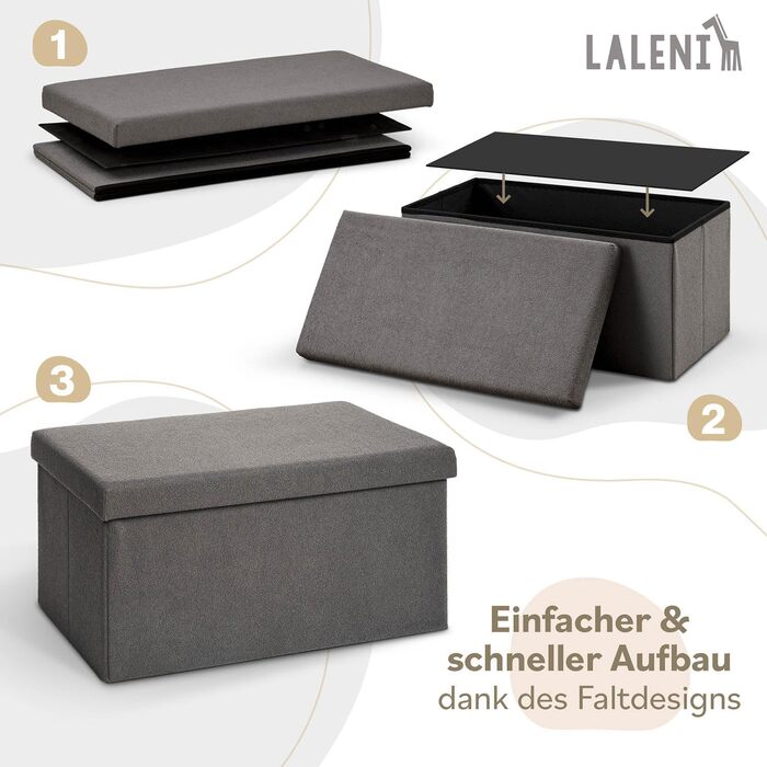 Велика лавка для зберігання Laleni - Лавка-скриня для зберігання 76x38 см - Сидіння для зберігання - Зручний стілець для зберігання - Коробки для зберігання в дитячій кімнаті - Лавка для зберігання - Коробка для зберігання кольору тауп 76 x 38 x 38 см