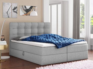 Ліжко Sofnet Best Box Spring з 2 ящиками для зберігання, двоспальне ліжко з матрацом Bonnell та наматрасником, м&39яке ліжко, каркас ліжка, стильне, спальня (сірий (Inari 91), 180 x 200 см) сірий (Inari 91) 180 x 200 см