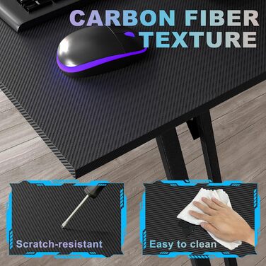 Подібний ігровий стіл, комп&39ютерний стіл з підставкою для монітора, кутовий стіл, ергономічний ігровий комп&39ютерний стіл, ПК-стіл для кабінету, спальні та офісу (Чорний - 50x140x73см) 140см, з підставкою для монітора