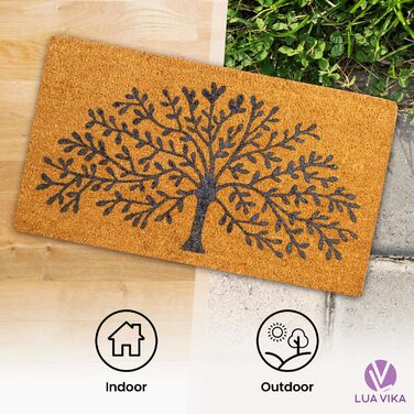 Кокосовий килимок для вхідних дверей, підходить для використання всередині та зовні приміщень, привабливий та декоративний брудозахисний килимок для ваших вхідних дверей, миється, з нековзним ПВХ, килимок для вхідних дверей 40x70 см (Дерево життя)