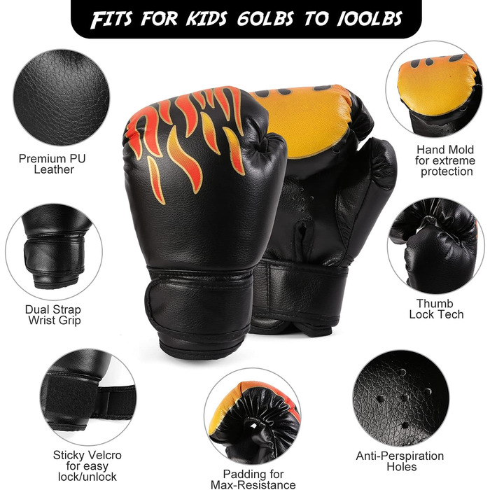 Накладки на руки Odoland Набір з PU боксерськими накладками 6OZ Боксерські рукавички для боксерського мішка, боксу, кікбоксингу, тренувань з боксу, бойових мистецтв, тайських кікбоксерських накладок, чорного кольору