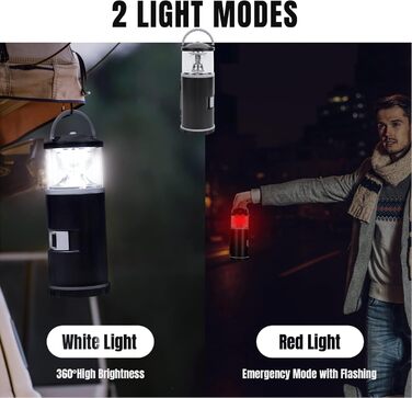 Світлодіодний кемпінговий ліхтар Cocoarm з набором інструментів, освітлення на 360 градусів, аварійний червоний сигнальний ліхтар, портативний, для кемпінгу та риболовлі