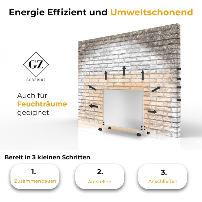 Інфрачервоний обігрівач, окремостоячий, 300 Вт - Енергозберігаючий електричний обігрівач на ніжках та колесах, мобільний з таймером - Geberioz ( V1)