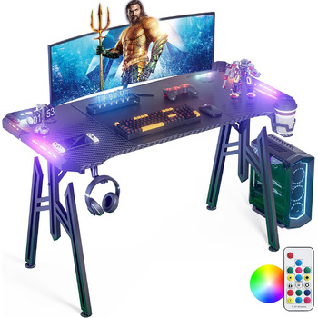 Ігровий стіл Storeo Imp, 120 x 60 x 74 см, МДФ / сталь / вуглецеве волокно, чорний