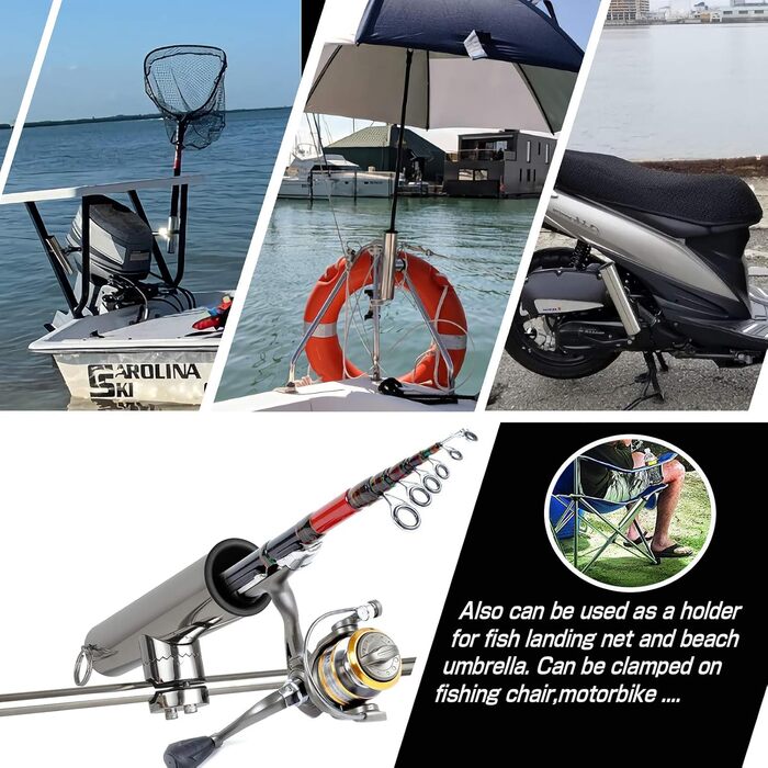 Тримачі для вудок з нержавіючої сталі для риболовлі, індивідуально закручений тримач для вудок, затискач для вудок, тримач для вудок для човна, тримач для вудок SUS316, 4 шт.