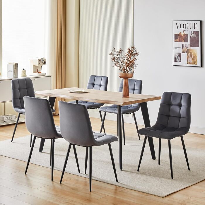 Обідні стільці, оббиті оксамитом, комплект Milano з 4 шт. , сірий, 521252.