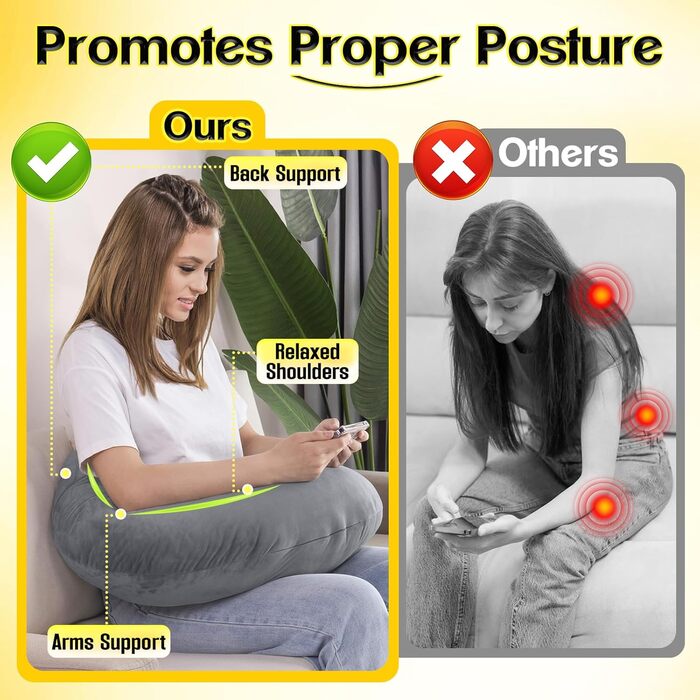 Подушка для читання та ігор AS AWESLING з підтримкою спини - подушка для шиї та попереку для ліжка, дивана, підлоги, з підставкою для ніг