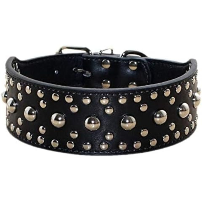 Нашийник для собак унісекс, шкіряний, з заклепками, середнього розміру, для пітбулів та доберманів, розміри M-L (L, Чорний) Чорний L