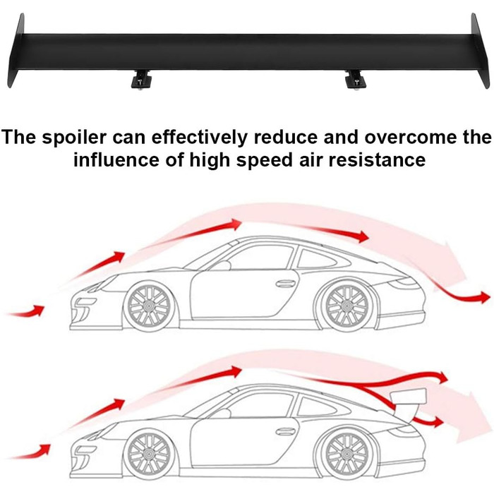 Задній спойлер, Автомобіль Заднє заднє крило Алюмінієвий сплав Задній спойлер Заднє оздоблення Задній спойлер універсальний для двокамерних автомобілів (чорний)