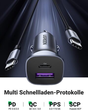 Вт прикурювач USB C USB адаптер Міні металевий автомобільний зарядний пристрій PPS Fast Charge Dual Port Автомобільний зарядний пр