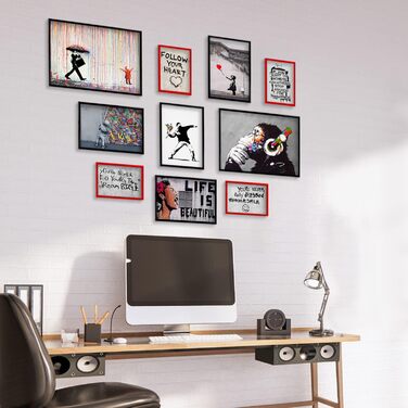 Набір з 10 настінних плакатів - Бенксі - Колекція Бенксі 1 - Мелований папір - 2 x A3 42x30cm 4 x A4 30x21cm 4 x A5 215cm - БЕЗ РА