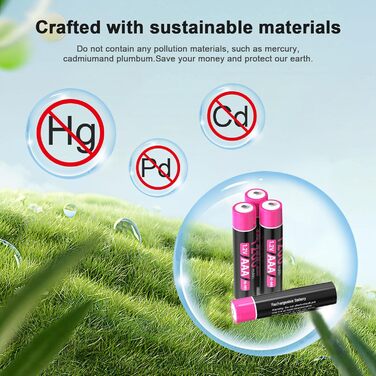 Акумуляторні батареї AAA Ni-MH, 8 акумуляторних батарей AAA з 8 зарядними пристроями для швидкої зарядки, для батарей Ni-MH AA/AAA, 8 слотів для зарядки 8 AAA