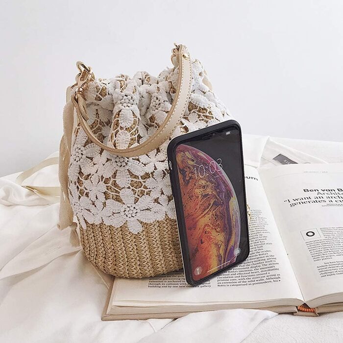 Солом'яні сумки через плече, жіноча сумка з верхньою ручкою літня пляжна сумочка через плече