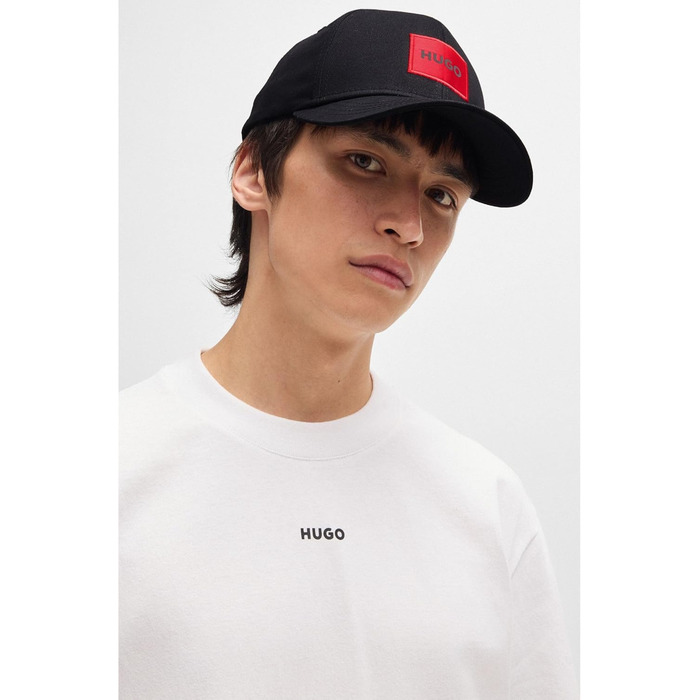 Чоловіча кепка HUGO Men-X 581-RL з бавовняної саржі з червоним логотипом Один розмір Чорний1