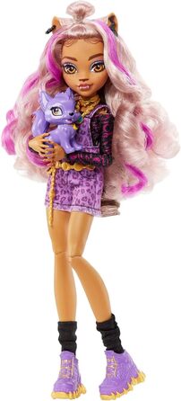 Лялька Monster High Clawdeen, модна лялька-перевертень з рожевим і світлим волоссям, аксесуар для домашніх тварин і ляльок, іграшка для дітей віком від 4 років, лялька-вовк HHK52 Clawdeen