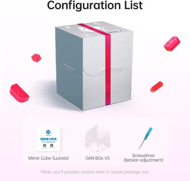 Кубик Рубіка Класичний 3x3, Speed Cube Original з IPG і GES, Magic Cube без наклейок, GAN Cube Classic Products - ідеальна гра-головоломка для дорослих і дітей (Mirror Rouge), 356RS