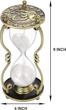 Пісочний годинник SuLiao для Uten, поворотний на 720, старовинний білий пісочний годинник, вінтажний пісочний годинник 1 Hora Reloj de Arena, великий метал, пісочний годинник, офіс, письмовий стіл, дім, весільне оформлення (чорний, 60 хвилин)