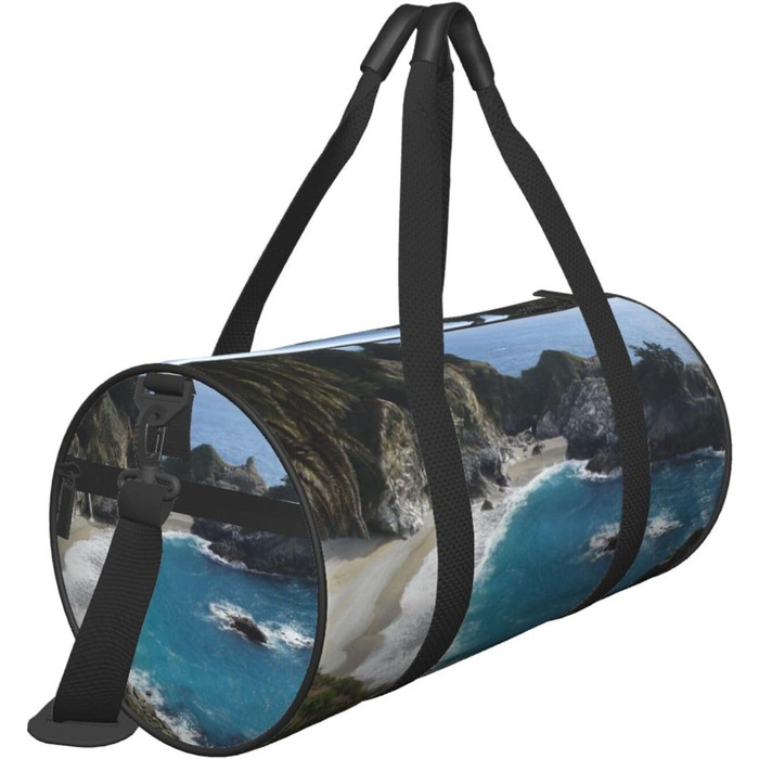 Спортивна сумка, дорожня сумка, пляжна сумка з принтом Водоспад, сумка на нічліг, чорна, універсальний розмір