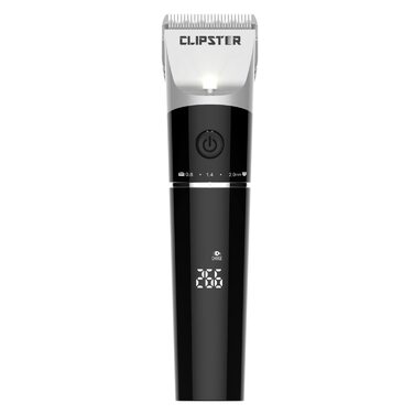 Машинка для стрижки тварин Clipster DeloX, професійна, з 4 насадками, чорна, для детального догляду, Li-Ion акумулятор, ширина леза 38 мм, час роботи 300 хв, з LED-підсвічуванням
