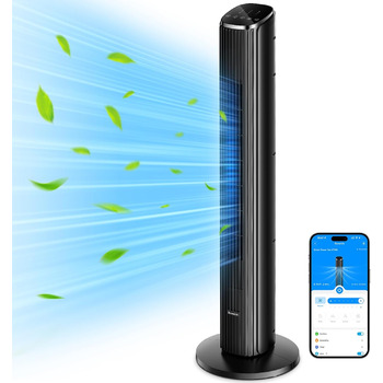 Інтелектуальний безшумний баштовий вентилятор GoveeLife, вентилятори, що обертаються на 75, з додатком і голосовим пультом дистанц