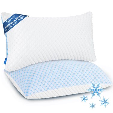 Подушки 40x80, 2 шт. - Подушка з мікрофібри, м&39яка та дихаюча для алергіків, регульована по висоті подушка для сну на боці, спині та животі, ергономічна подушка від болю в шиї, 40x80 см, небесно-блакитний, 2 шт.
