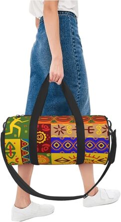 Спортивна сумка, дорожня сумка, з африканським національним орнаментом, принт на замовлення, чорна, універсальний розмір, сумка для подорожей