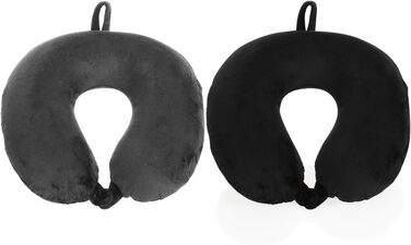 Преміум подушки для шиї - Подушки для підтримки шиї з піною з ефектом пам&39яті - Подушки для шиї для дорослих - Оксамитова м&39яка дорожня подушка для літака, автомобіля, поїзда, корабля та автобуса - Снодійний засіб, 2 шт., сірий чорний, 2 шт.