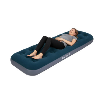 Надувний матрац AVENLI, надувне ліжко для кемпінгу з вбудованим ножним насосом для 1 особи, 1973x22 см, надувний матрац, гостьове ліжко, м&39яка спальна поверхня з флокованим чохлом, дорожнє ліжко для кемпінгу та дому