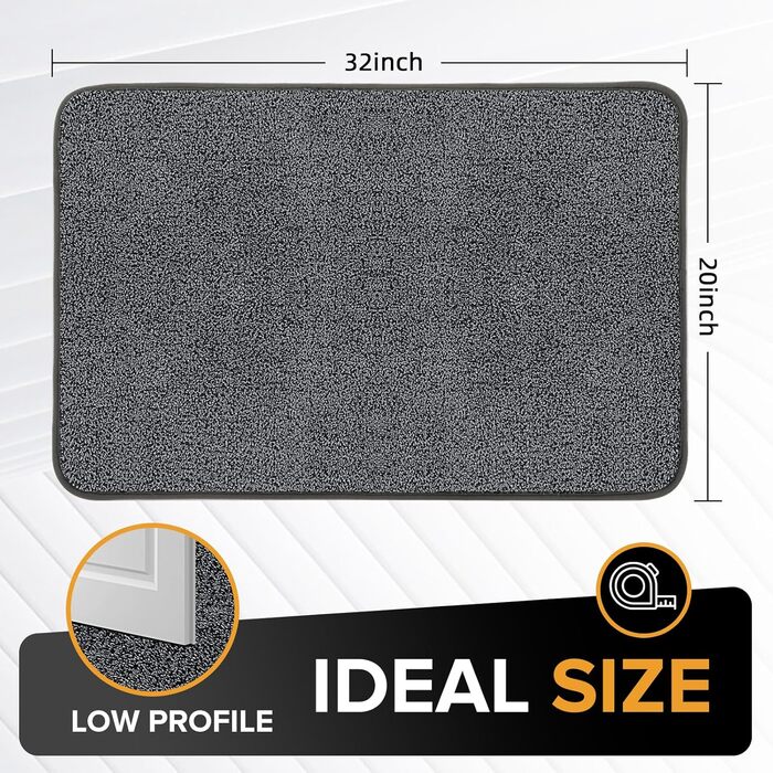 Килимок Mibao для прихожих 50 x 80 см, брудозбірний килимок для вхідних зон, килимок для прихожих, нековзний, суперпоглинаючий килимок для вхідних дверей, задніх дверей, взуття та лап, сірий 50 x 80 см (прямокутний)