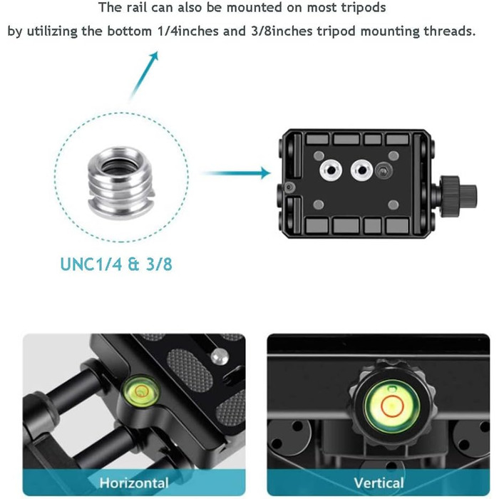 Повзунок Diyeeni Focus Rail, повзунок макрофокусування для панорамної та макрозйомки, макрорейка стабілізатора штатива для UNC1/4, отвір для гвинта 3/8 дюйма, чорний