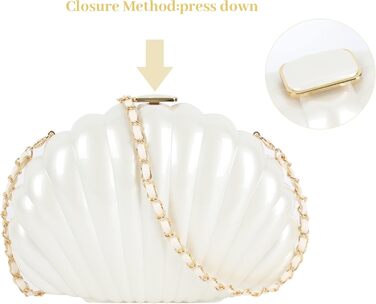 Жіноча вечірня сумочка-клатч з блискітками та оболонкою, блискуча сумочка зі стразами та ланцюжком для весілля, білий 07048