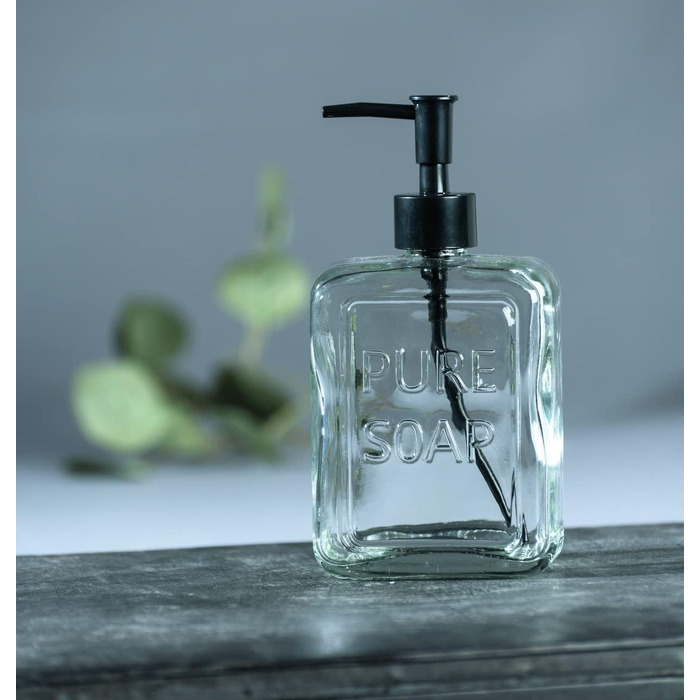 Дозатор для мила WENKO Pure Soap, багаторазовий дозатор для рідкого мила з високоякісного скла, великий дезінфікуючий дозатор для