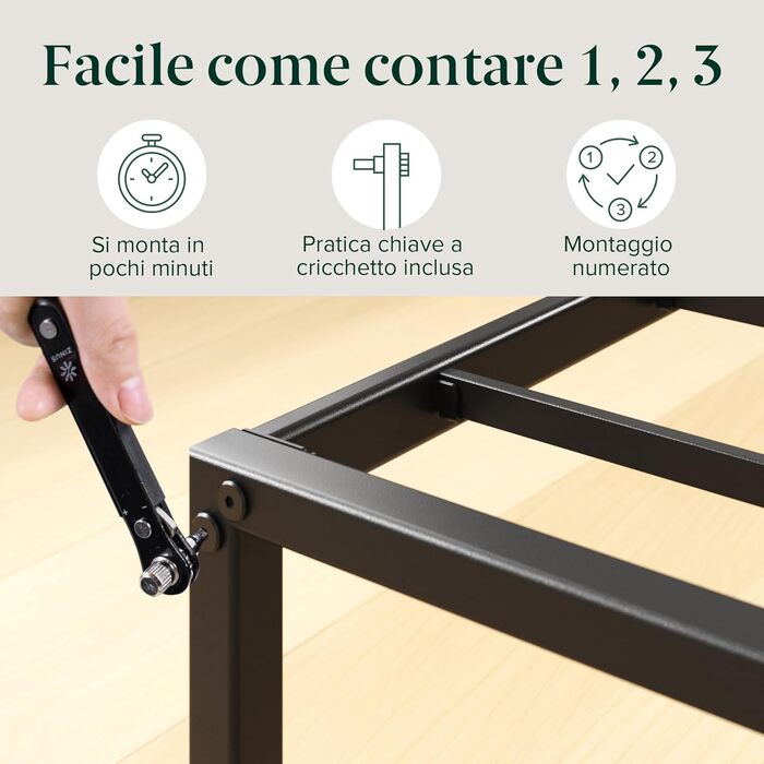 Ліжко Zinus Lorelai 120 x 190 см Каркас ліжка висотою 35,5 см з місцем для зберігання речей під ліжком Ліжко з металевою платформою Чорне