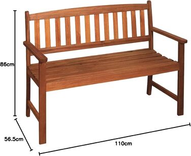 Дерев'яна лавка Spetebo з евкаліпта 2-місна - 110x86x56.5 см - Outdoor Lounge Garden Bench solid FSC