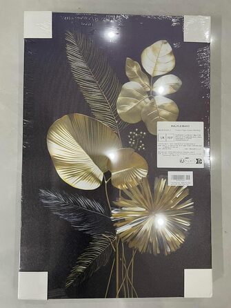 Панелі 3D темно-сині золоті квіти з рамкою Полотно Картини Монстера Кокосове листя Картина на полотні Картина Плакат Настінне мист