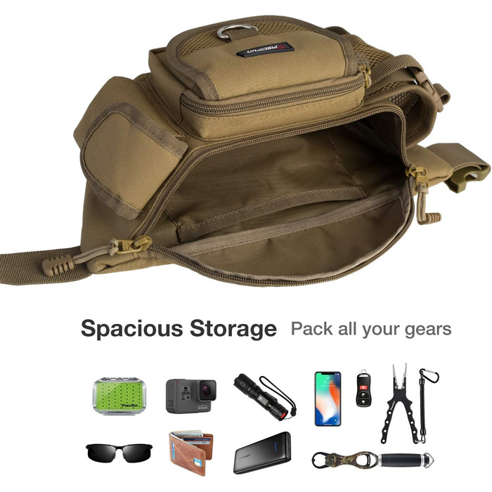 Сумка для риболовлі Piscifun Портативна сумка для рибальських снастей на відкритому повітрі Поясна сумка, колір хакі