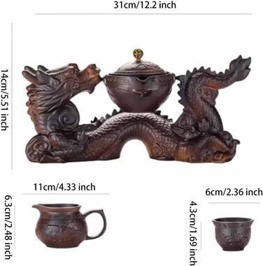 Напівавтоматичний набір для чайної церемонії Кунг-Фу з поворотним механізмом для декорування чайного столу