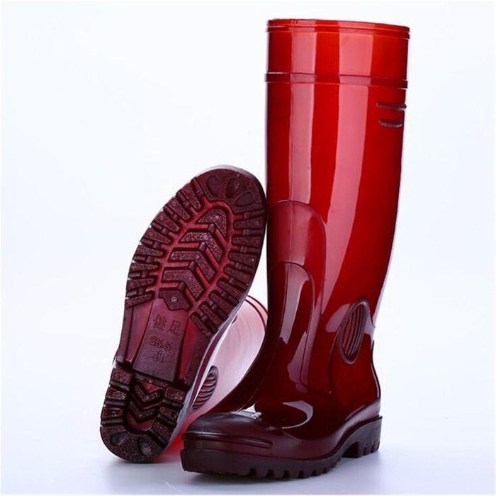 Чоловічі робочі гумові чоботи з ПВХ водонепроникне водне взуття чоловічі гумові чоботи осінні нековзні гумові чоботи для дорослих, 44 EU червоного кольору