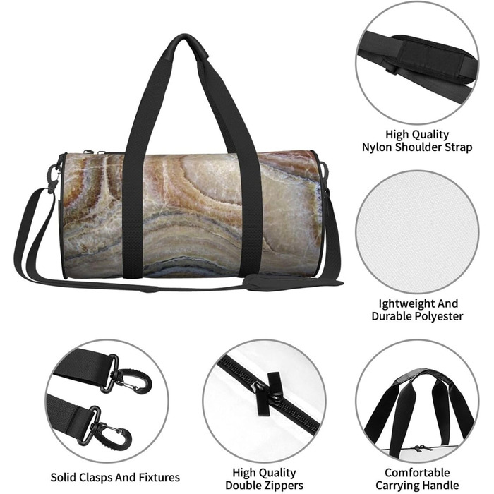 Сумка-реізеташ Onyx Stone, кругла, великої місткості, легка та міцна, ідеальний подарунок для походів, відпустки, ділових поїздок та іншого, камінь Onyx, блідо-блакитний колір, універсальний розмір